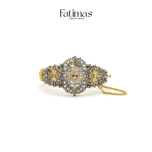 Graceful Zircon Karra with Ruby Centerpiece – Bridal Statement Bangle