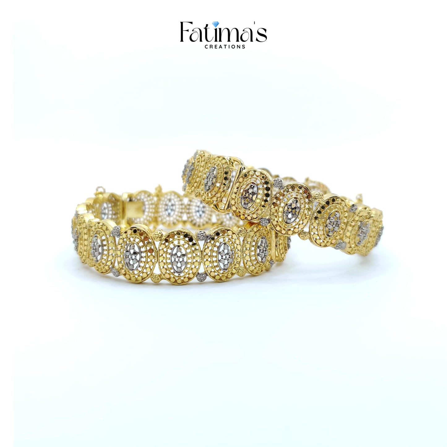 Zeenat Ovals – Elegant Two-Tone Bangles by Fatima’s Creations