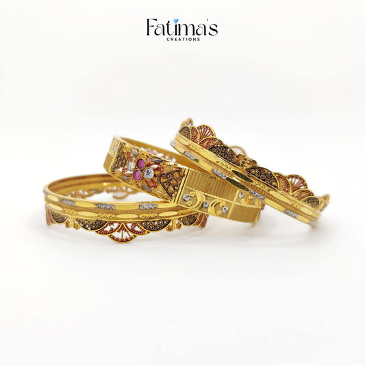 Gold Plated RP Bangles Set – Traditional Pakistani Artificial Jewellery