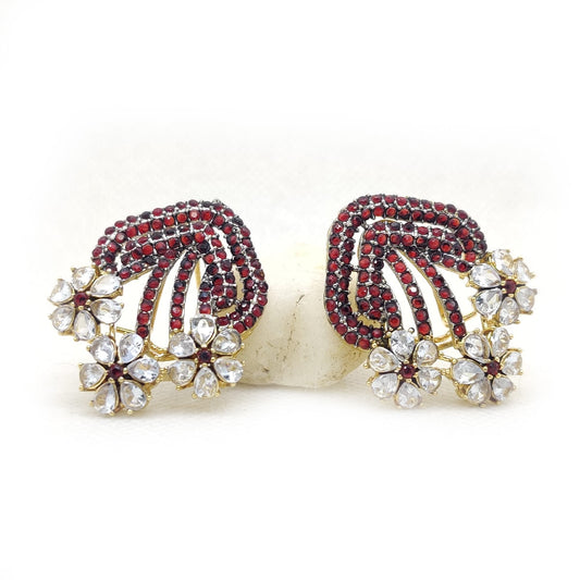Blooming Grace Studs – Elegant Handmade Floral Earrings for Formal &amp; Festive Wear