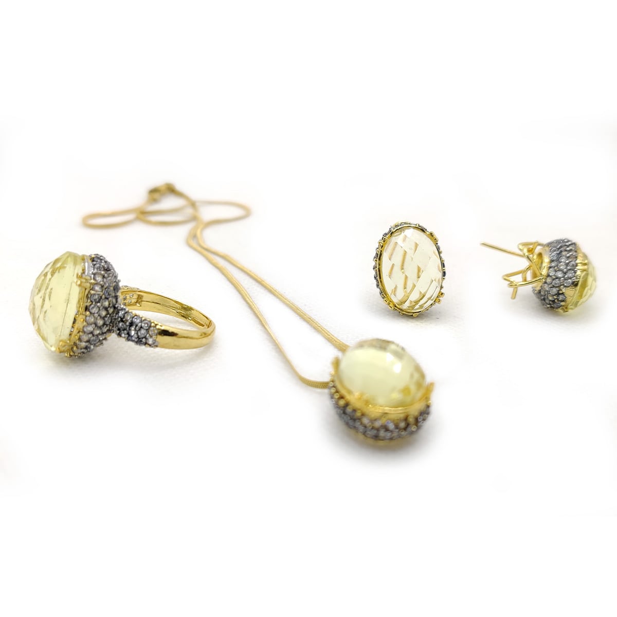 Jarao Stone Combo Jewelry Set – Elegant 3-Piece Handmade Set with Ring, Earrings &amp; Locket