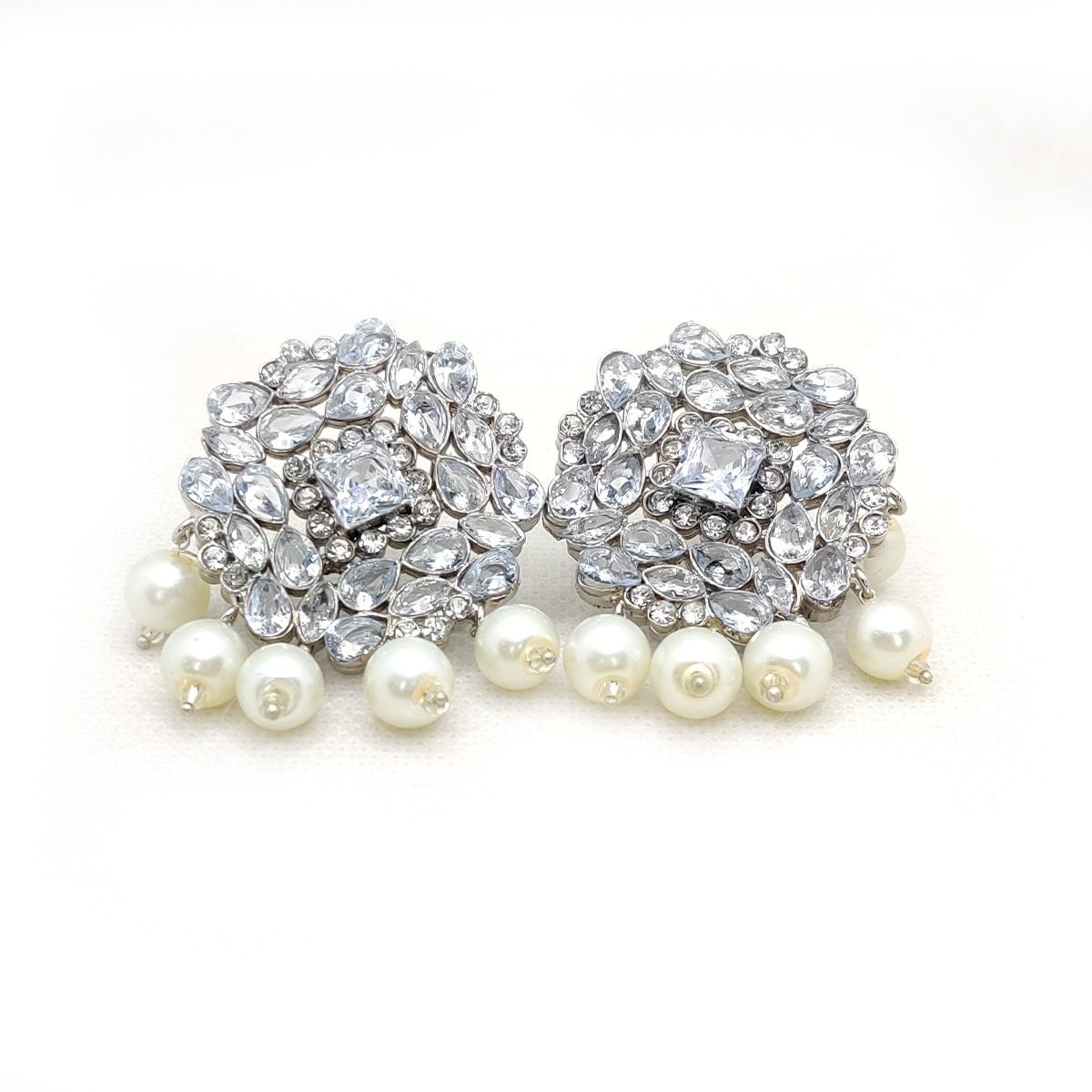 Dangle Pearls Stud Earrings – Handcrafted Traditional Studs with Crystal &amp; Pearl Detailing | Ethnic Festive Jewelry