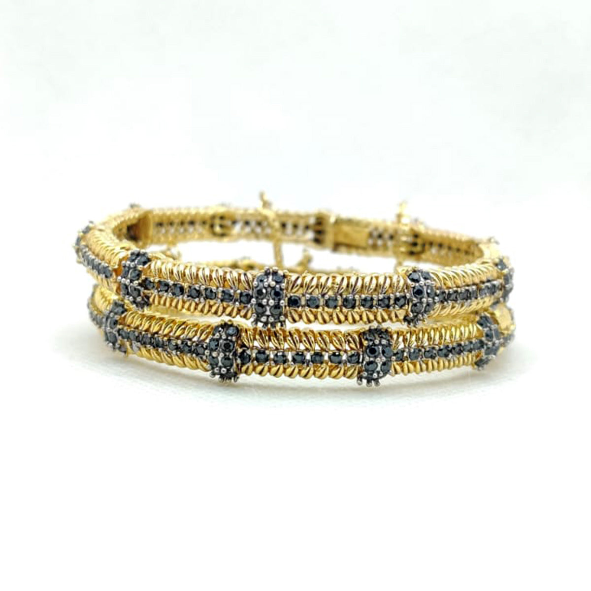 Regalia Stone Karray – Multi-Stone Traditional Bangles in Gold Finish