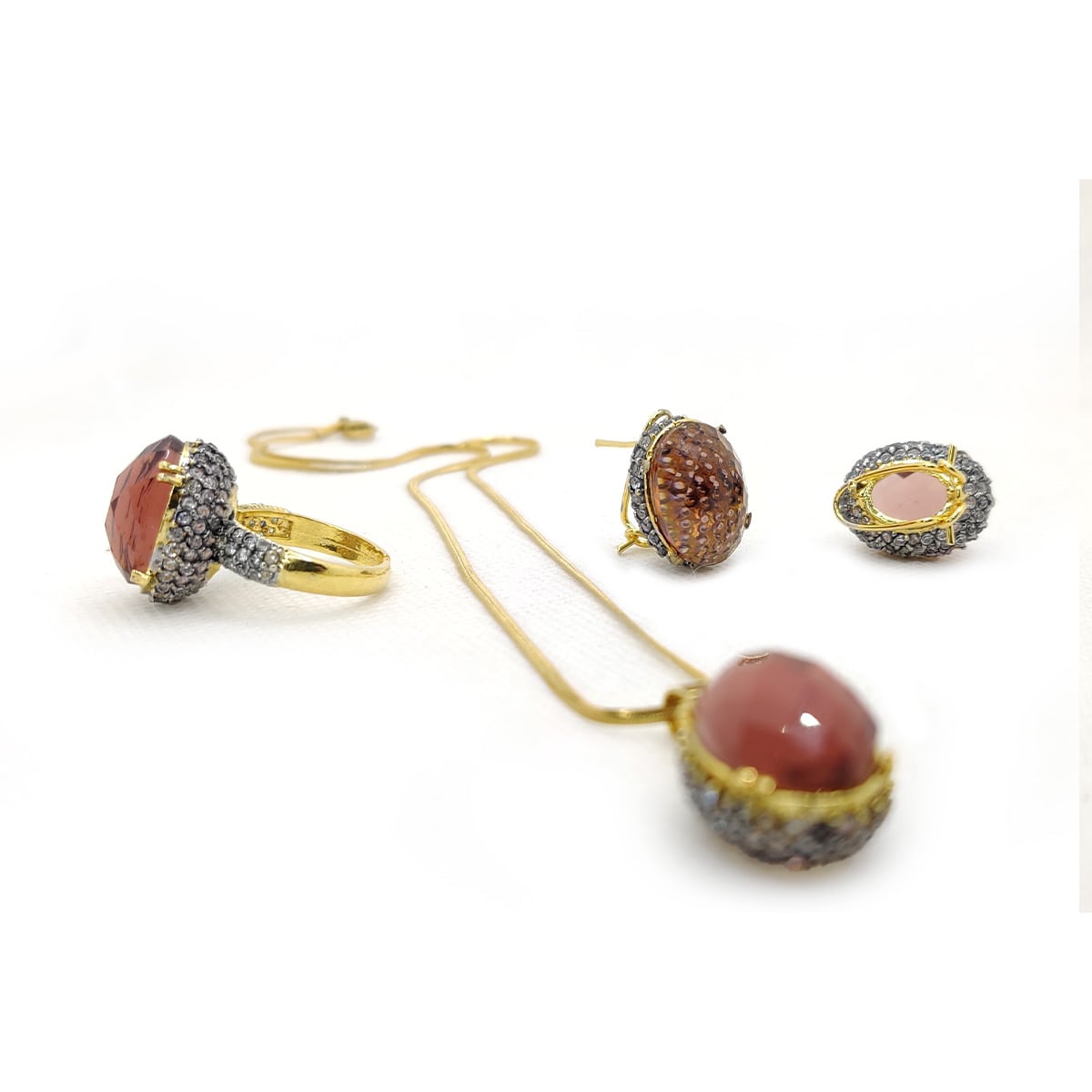 Jarao Stone Combo Jewelry Set – Elegant 3-Piece Handmade Set with Ring, Earrings &amp; Locket