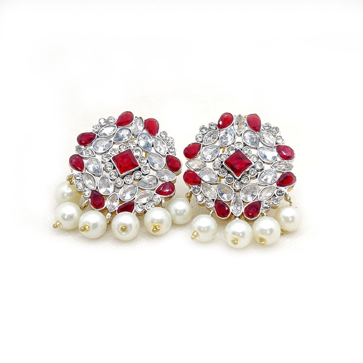 Dangle Pearls Stud Earrings – Handcrafted Traditional Studs with Crystal &amp; Pearl Detailing | Ethnic Festive Jewelry
