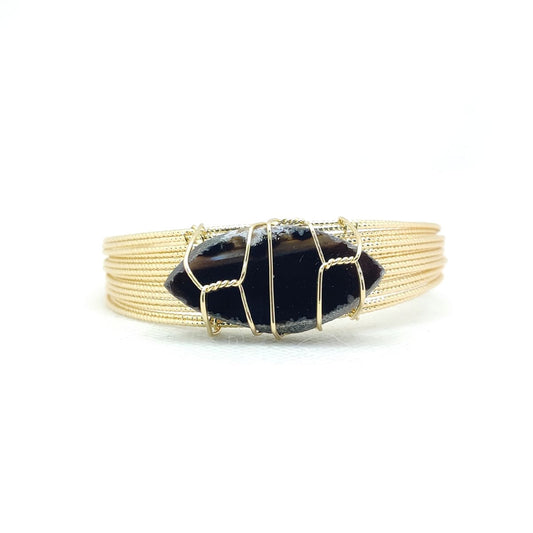 Natural Stone Charm Karra – Handcrafted Statement Bangle with Real Gemstone