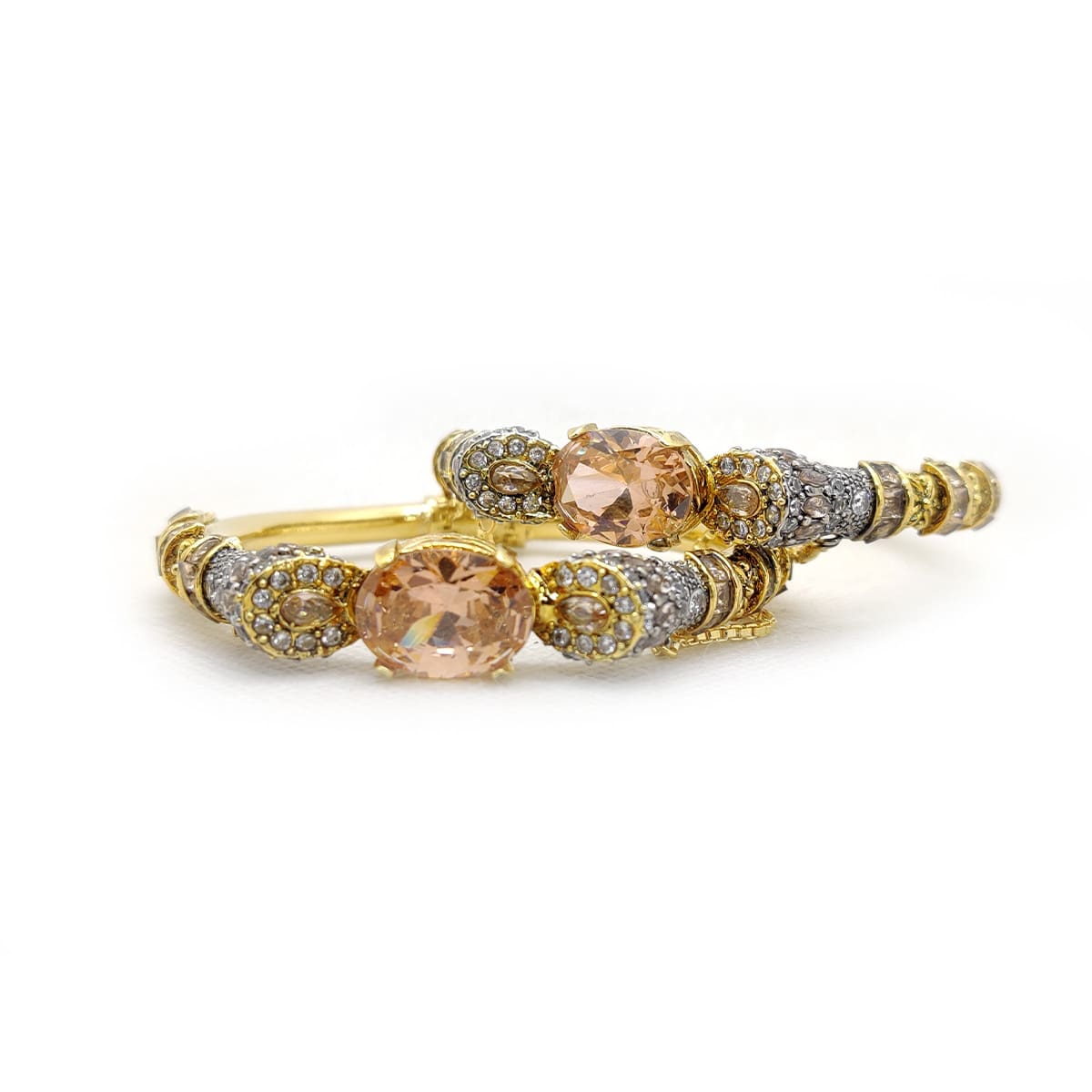 Luxury Gold-Plated Regal Elegance Karray with Champagne Stone – Traditional Pakistani Handmade Bangles for Bridal & Festive Wear