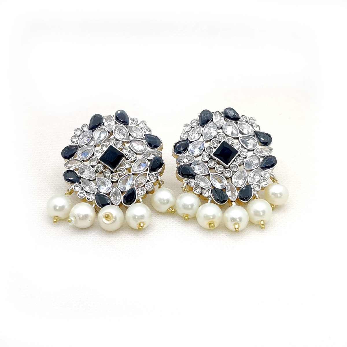 Dangle Pearls Stud Earrings – Handcrafted Traditional Studs with Crystal &amp; Pearl Detailing | Ethnic Festive Jewelry