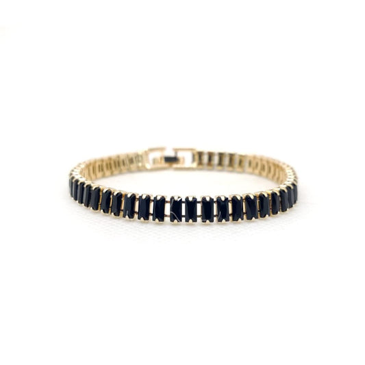 Elegant Tennis Bracelet – Minimalist Gold Plated Stone Bracelet for Women | Daily Wear &amp; Party Jewelry