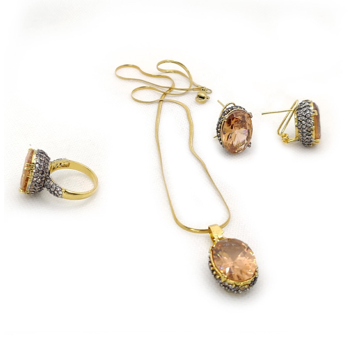 Jarao Stone Combo Jewelry Set – Elegant 3-Piece Handmade Set with Ring, Earrings &amp; Locket