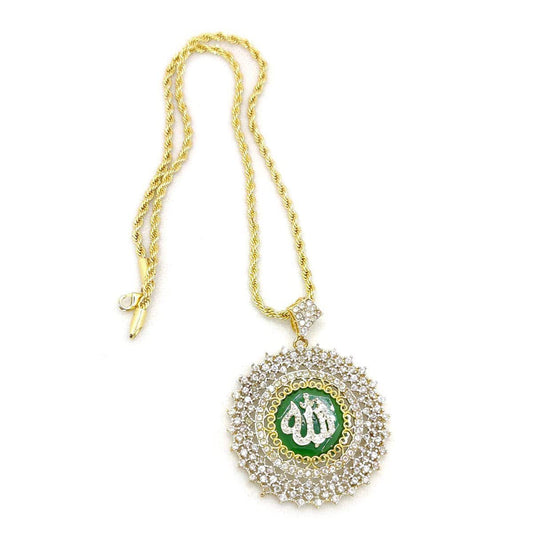 Elegant Zircon-Encrusted ALLAH Locket – Islamic Jewelry for Women | Fatima’s Creations